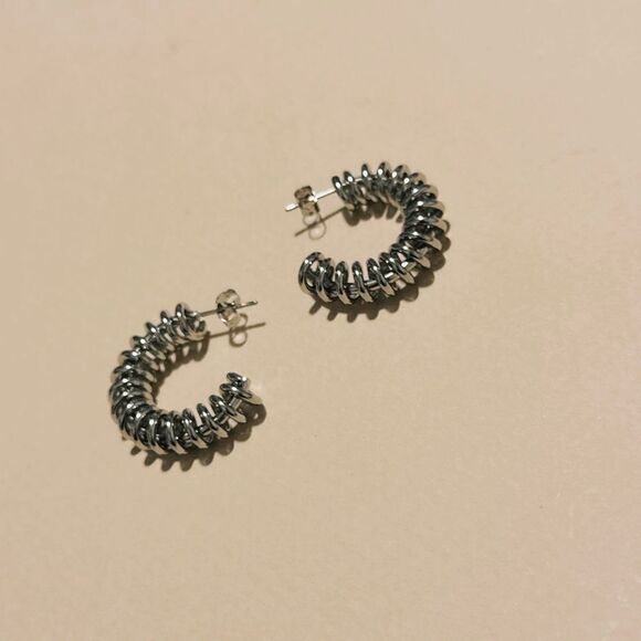 Silver hoop earrings N1193 - Picture 3 of 5